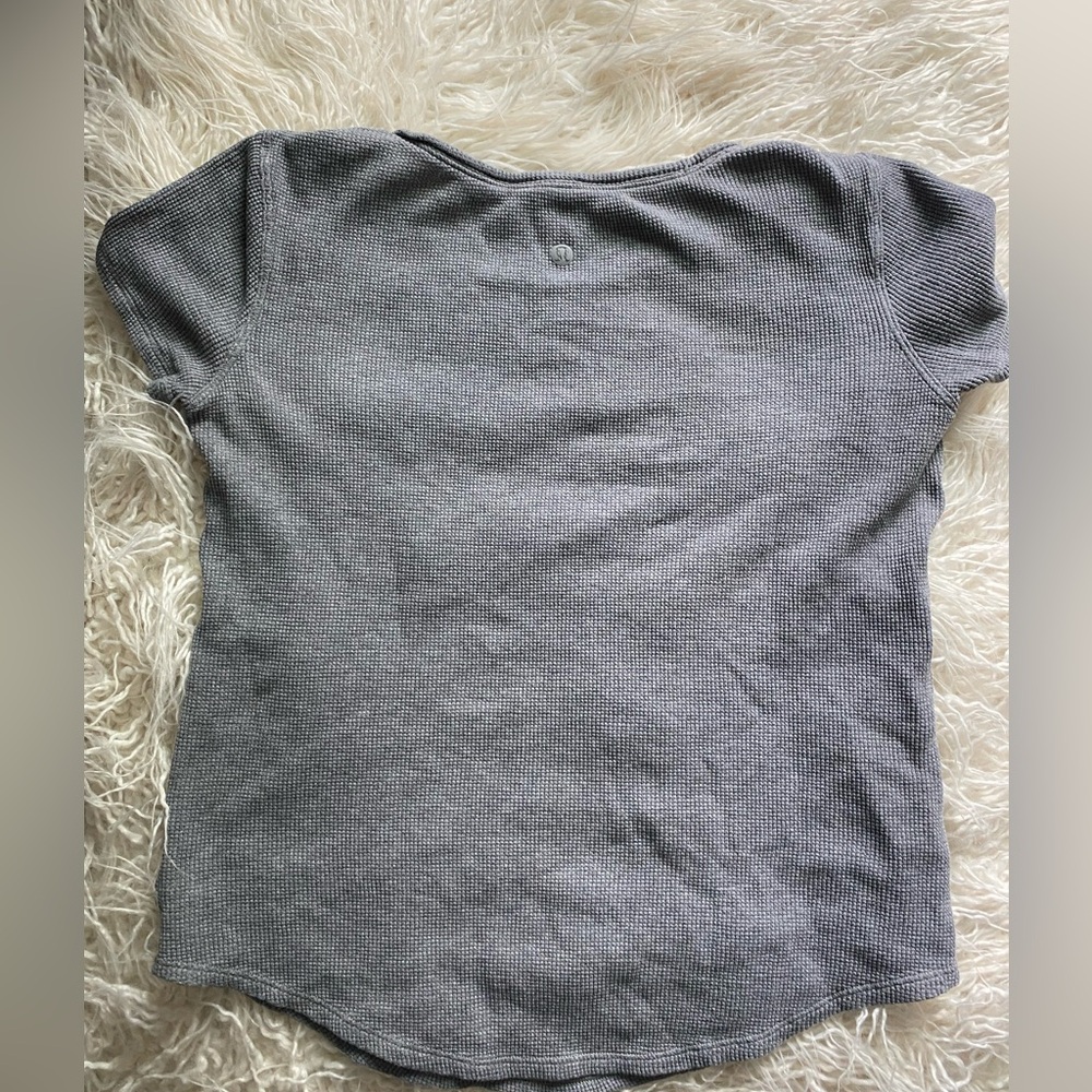 Lululemon Cotton Waffle Knit Short Sleeve Gray Top